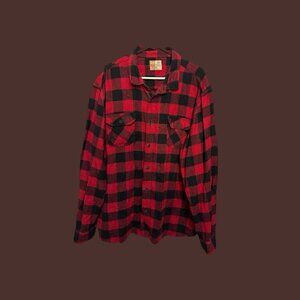 Vtg Men’s Red Plaid Flannel Shirt By Ruff Hewn Size 2XL